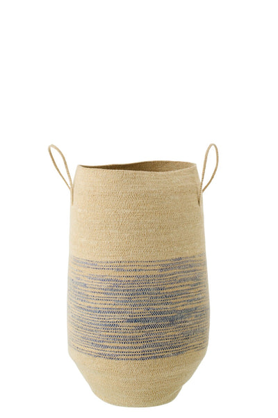 Cesta con asa - pastos marinos rayados - Azul Natural