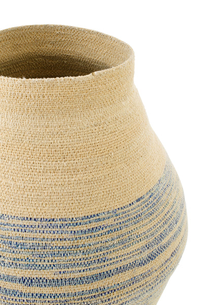 seegras korb natur blau gestreift klein