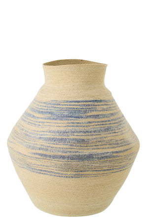 Panier Rayé Jonc de Mer - Naturel Bleu