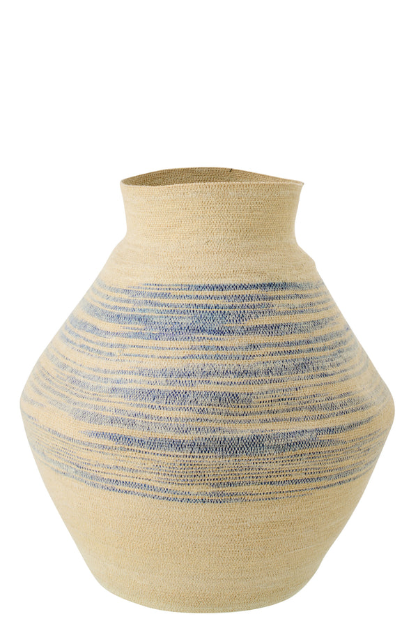Panier Rayé Jonc de Mer - Naturel Bleu