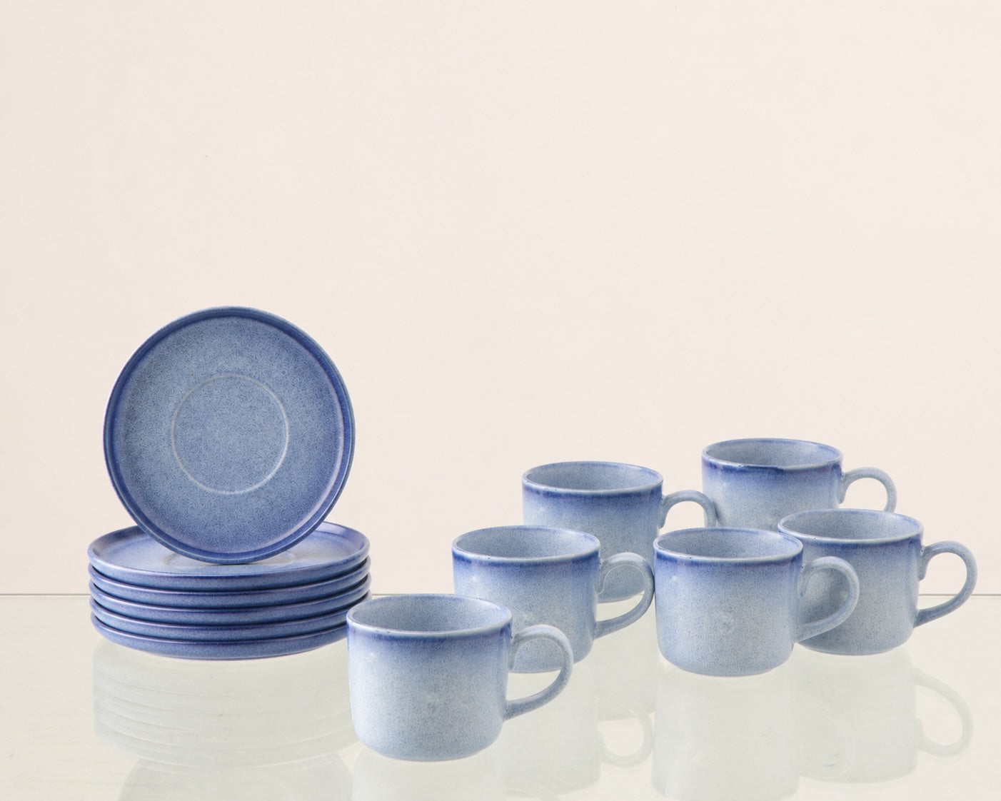 Lot de 6 - Tasse à café avec soucoupe Mabora Grès Bleu
