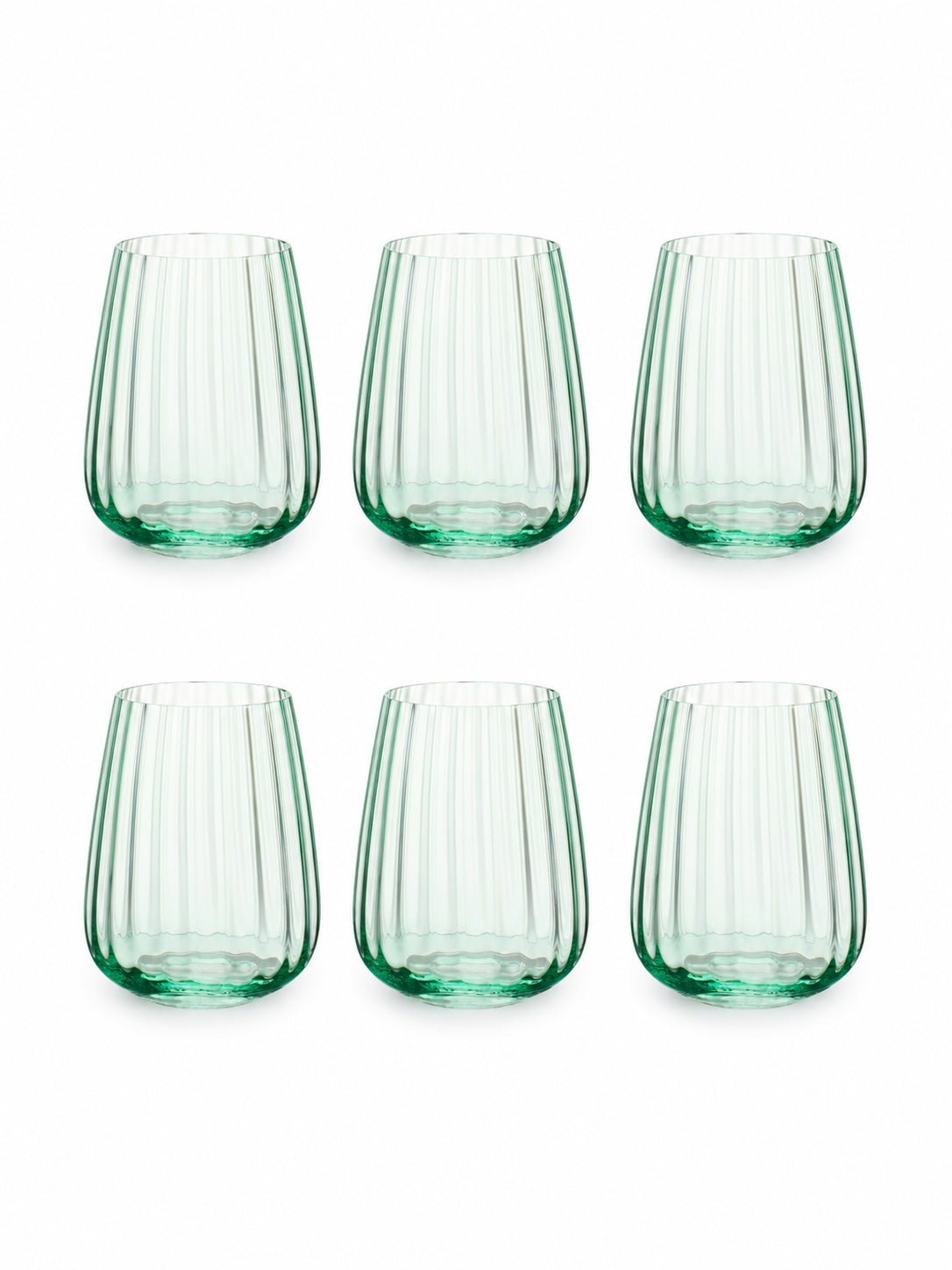 Lot de 6 verres à boire côtelés – Vert