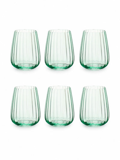 Lot de 6 verres à boire côtelés – Vert