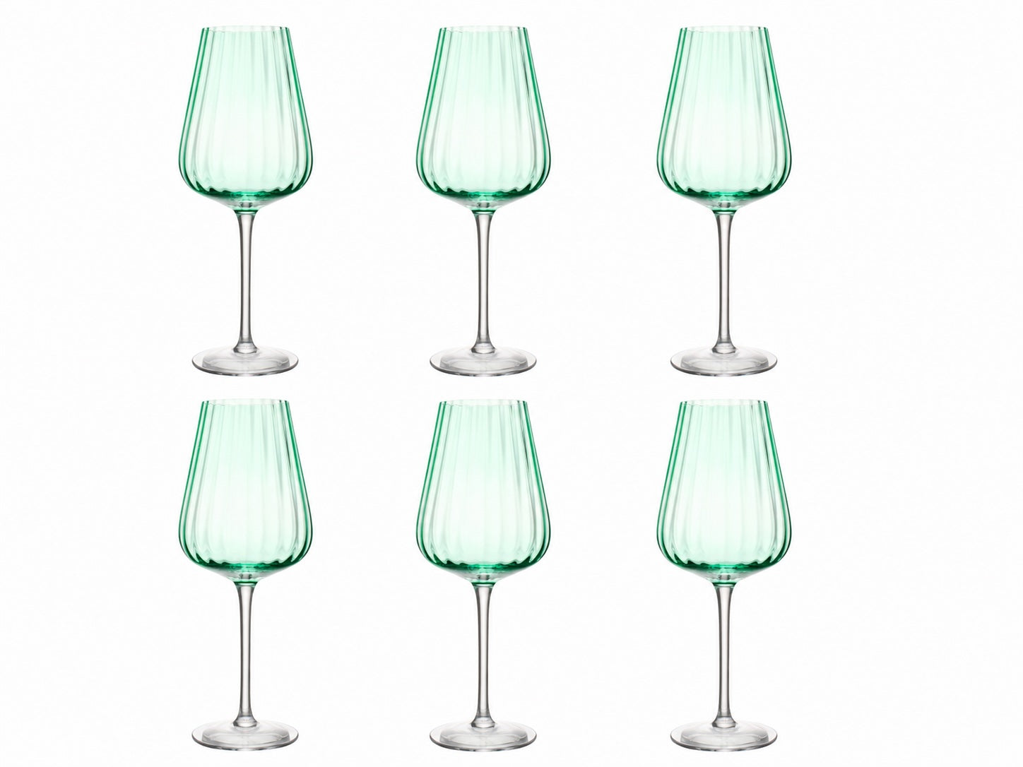 Weinglas aus geriffeltem Glas in Grün mit elegantem Design