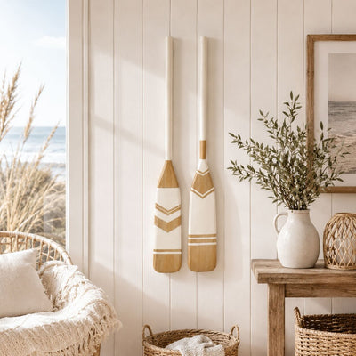 maritime holz paddel natur weiß