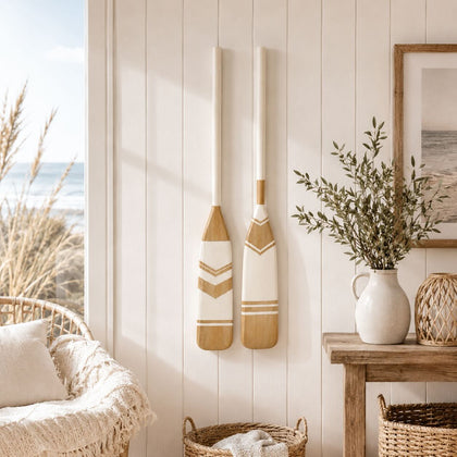 maritime holz paddel natur weiß