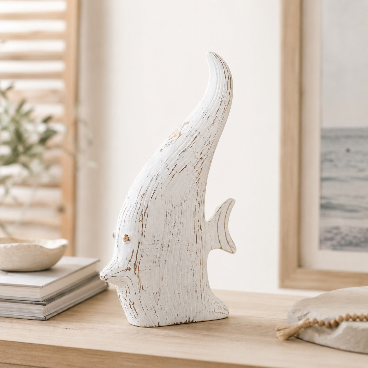 maritime fisch deko holz weiss gross