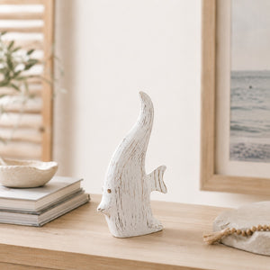 Fisch Deko Albizia Holz Off-White (M)