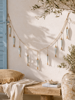 Guirlande de poissons – Naturel/Bleu clair