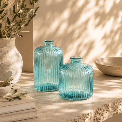 glasvase aqua streifen maritime deko vase