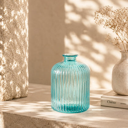 glasvase aqua streifen maritime deko vase