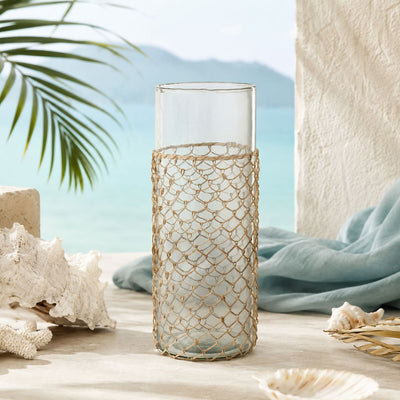 Glasvase mit Jutegeflecht – Natur (L)