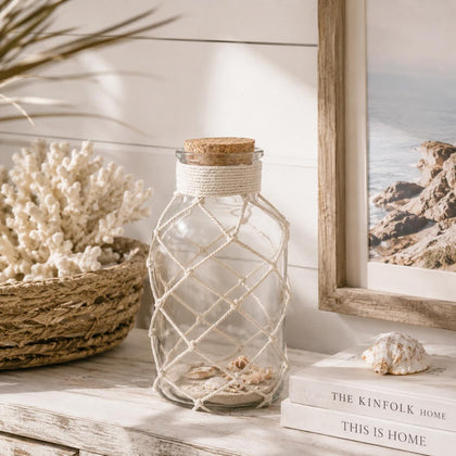 Glasvase mit Sand & Muscheln (L)