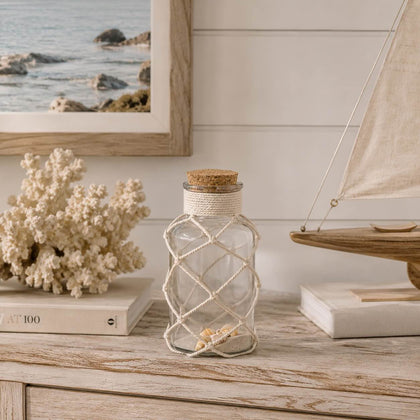 Glasvase mit Sand & Muscheln (M)