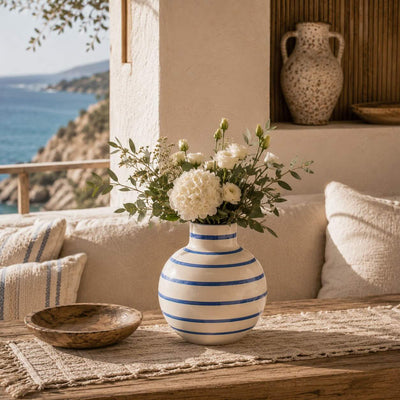 maritime keramikvase blau weiß
