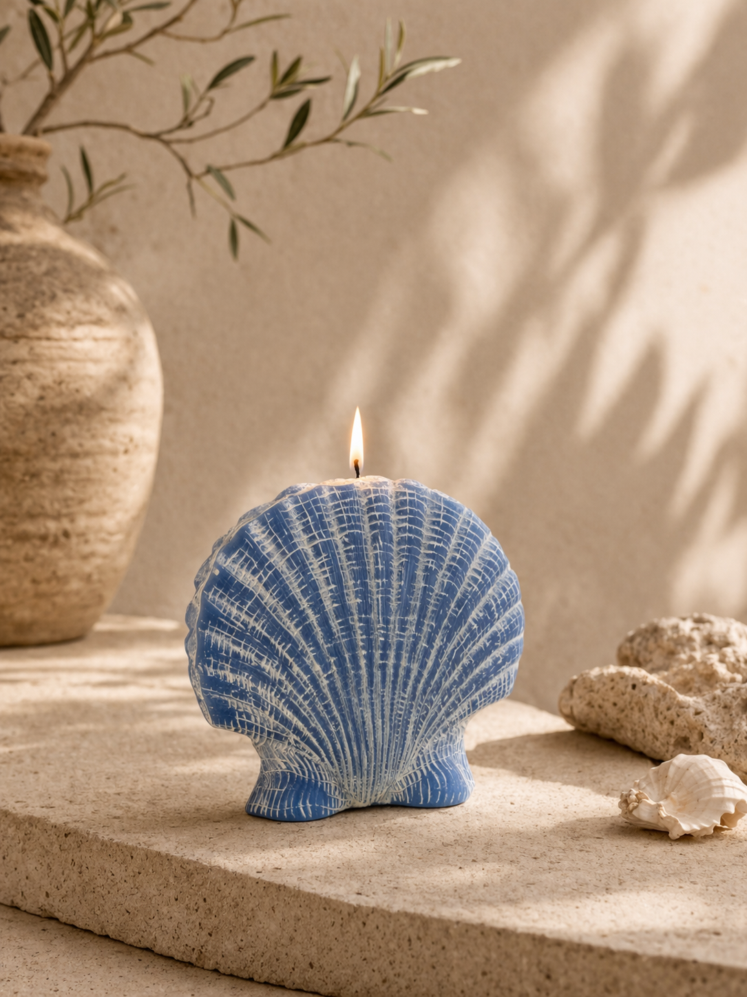 Muschel Kerze - Blau (L)
