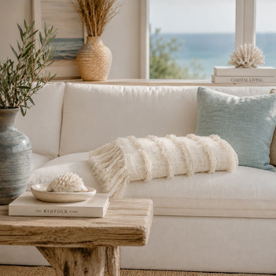 Plaid Blanc Coton – Rayé