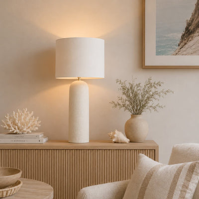 Tischlampe Isla – Keramiklampe in Natur/Weiß