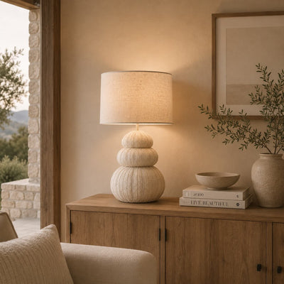 Tischlampe Seeigel - Poly Beige